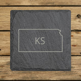 Kansas Slate Coaster Set – Engraved Natural Stone (Set of 4)
