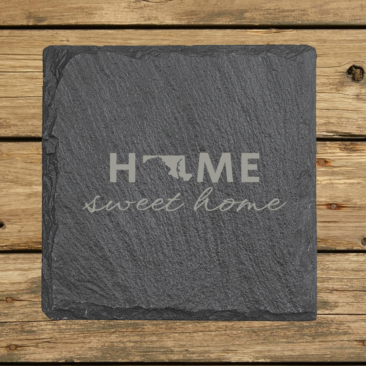 Maryland Slate Coaster Set – Engraved Natural Stone (Set of 4)