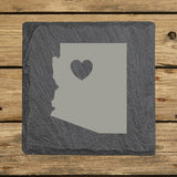 Arizona Slate Coaster Set – Engraved Natural Stone (Set of 4)