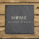 Arkansas Slate Coaster Set – Engraved Natural Stone (Set of 4)