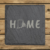 Rhode Island Slate Coaster Set – Engraved Natural Stone (Set of 4)