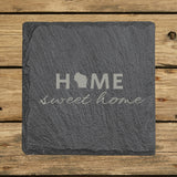 Wisconsin Slate Coaster Set – Engraved Natural Stone (Set of 4)