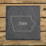 Iowa Slate Coaster Set – Engraved Natural Stone (Set of 4)