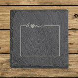 Wyoming Slate Coaster Set – Engraved Natural Stone (Set of 4)