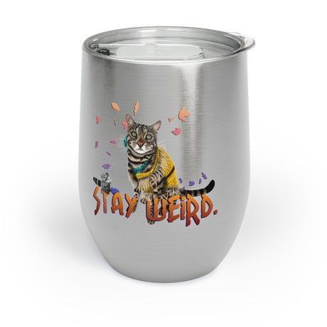 12 oz wine tumbler with a full-wrap Stay Weird Flocahontas and Mouse Toy design, view 9