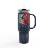 Insulated Travel Mug — "Vote Fish 2028" Funny Political Campaign Design Featuring Flounder the Purrmaid