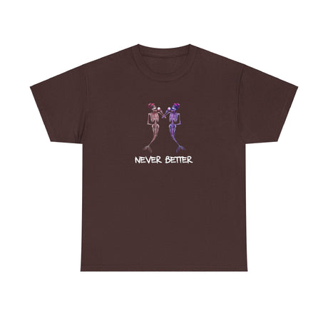 Never Better skeleton mermaids graphic tee in russet