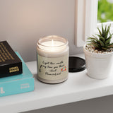 FlounsieLand scented soy candle, 9 oz glass jar with the hand drawn FlounsieLand design by Nina Leipold