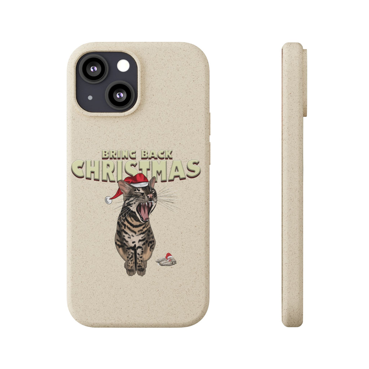 Flounder Cat - Bring Back Christmas Biodegradable Phone Case – Festive & Eco-Friendly