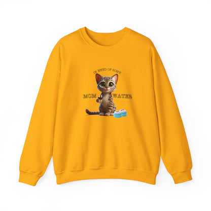 Funny Flounder Cat Wine Crewneck Sweatshirt - In need of Mom water