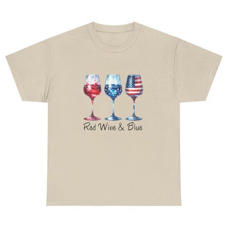 Red Wine and Blue cotton tee in sand