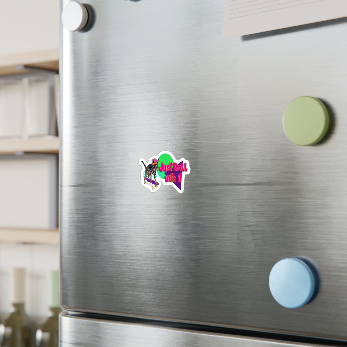Vinyl Sticker - Just Roll with it Flounder the Purrmaid Design