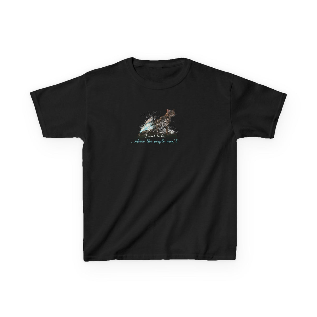 Kids Tee — "I Want to Be Where the People Aren't" Purrmaid Flounder Splash