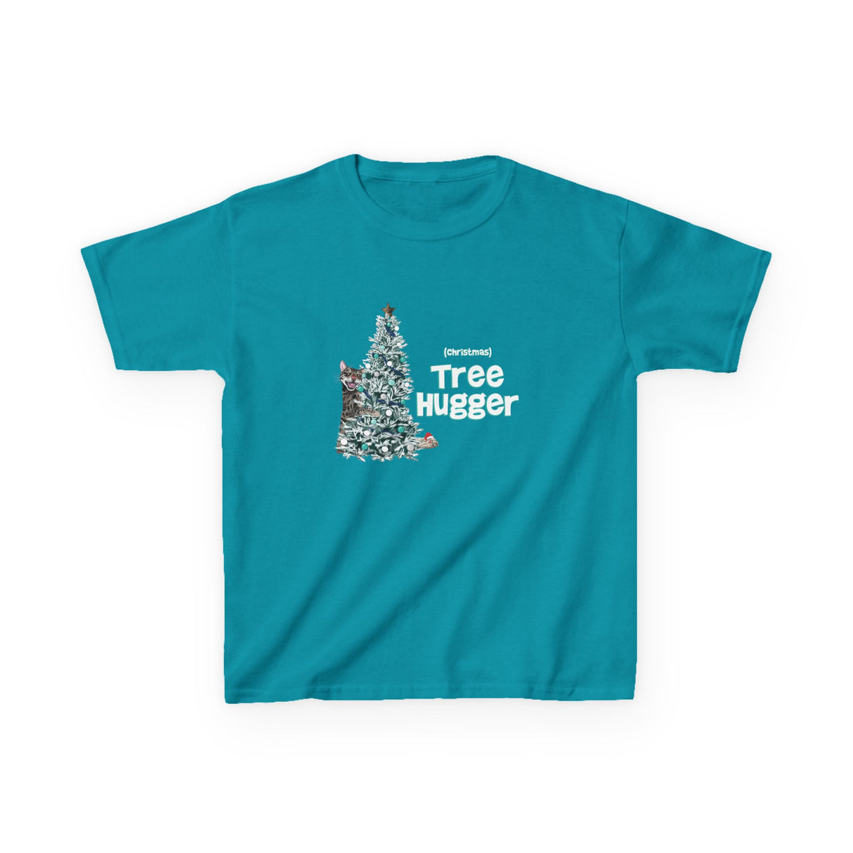 Kids Tee Christmas Tree Hugger Flounder the Purrmaid Design