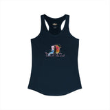 Women's Racerback Tank — "Paint With All the Colors of the Wind" Flounder the Purrcasso Art Tank