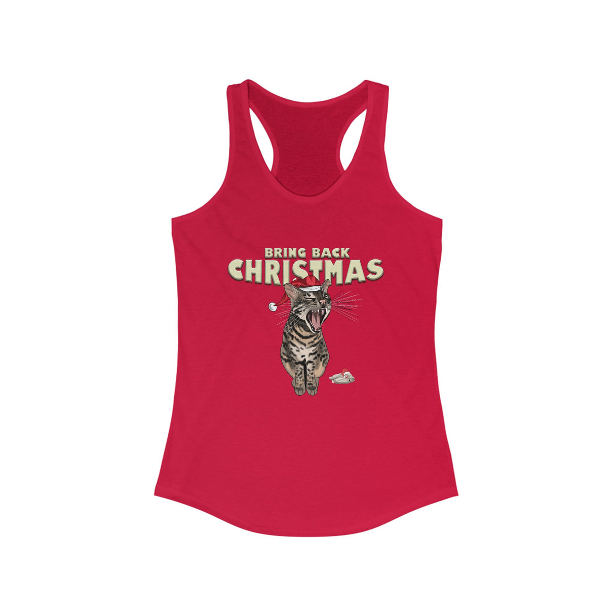 Flounder Cat “Bring Back Christmas” Women’s Racerback Tank – Festive Style