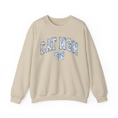 Blue Coquette Cat Mom Crewneck Sweatshirt