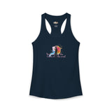Women's Racerback Tank — "Paint With All the Colors of the Wind" Flounder the Purrcasso Art Tank