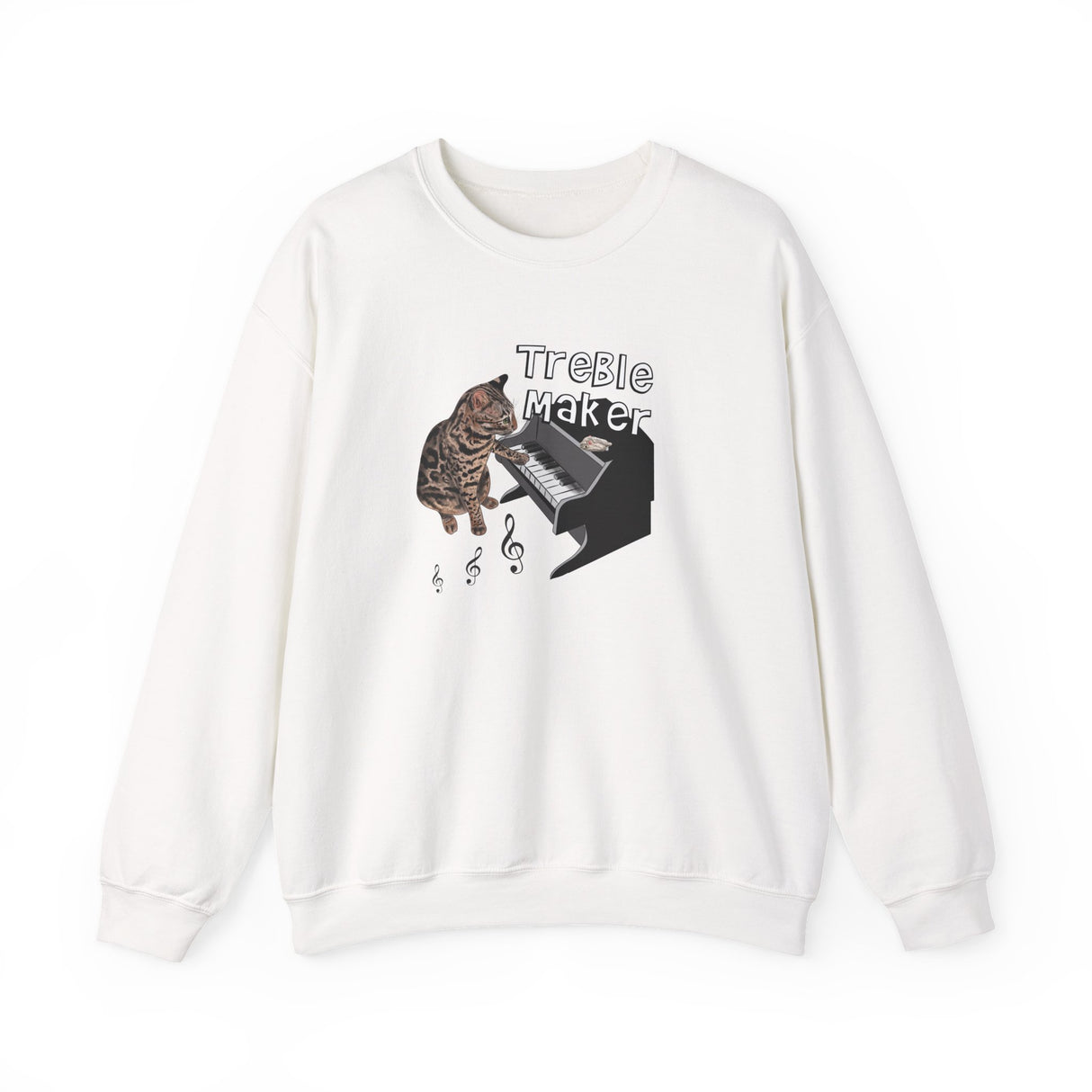 Unisex Sweatshirt - Treble Maker Design featuring Flounder the Purrmaid Playing Piano for Mouse Toy