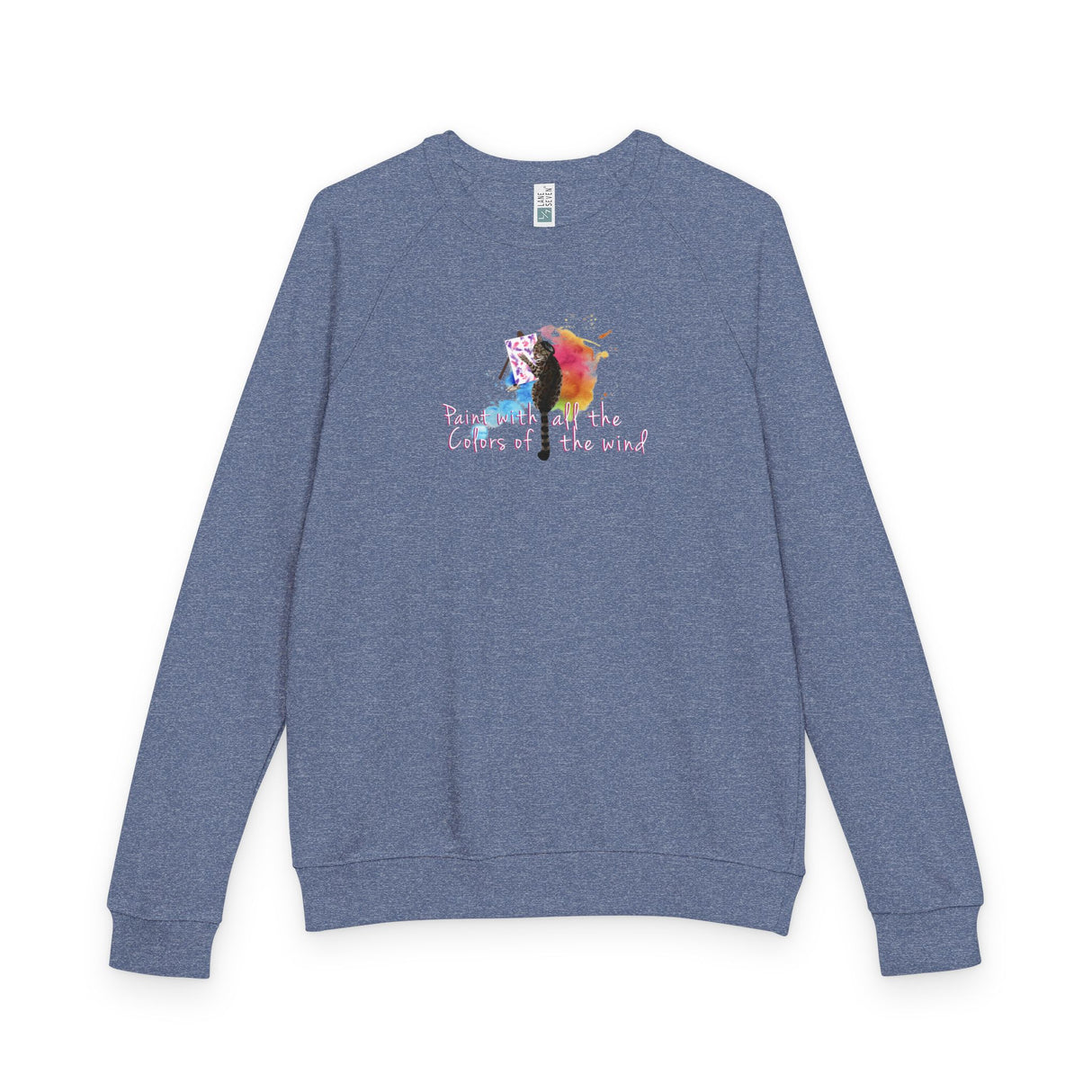 Paint With All The Colors Raglan Crewneck — Flounder the Purrcasso Artwork