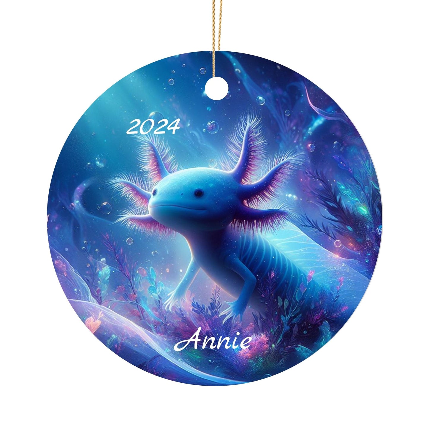 Personalized Axolotl Christmas Ornaments - Durable Ceramic Decoration