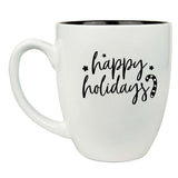 Happy Holidays 16 oz. White Ceramic Bistro Coffee Mug - Festive Gift