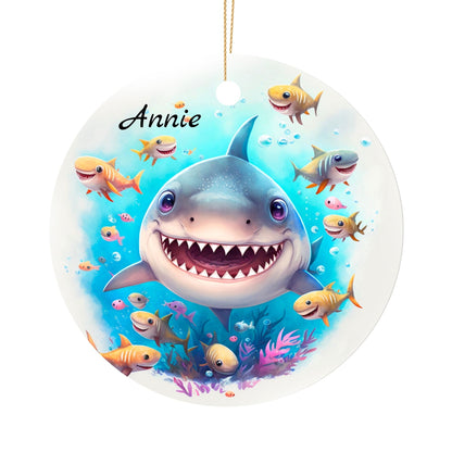 Personalized Shark Christmas Ornament – Custom Ceramic Holiday Decor