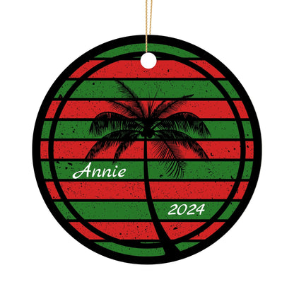 Personalized Palm Tree Christmas Ornament – Custom Ceramic Holiday Decor