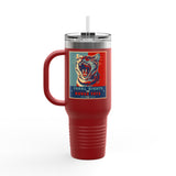 Insulated Travel Mug — "Vote Fish 2028" Funny Political Campaign Design Featuring Flounder the Purrmaid