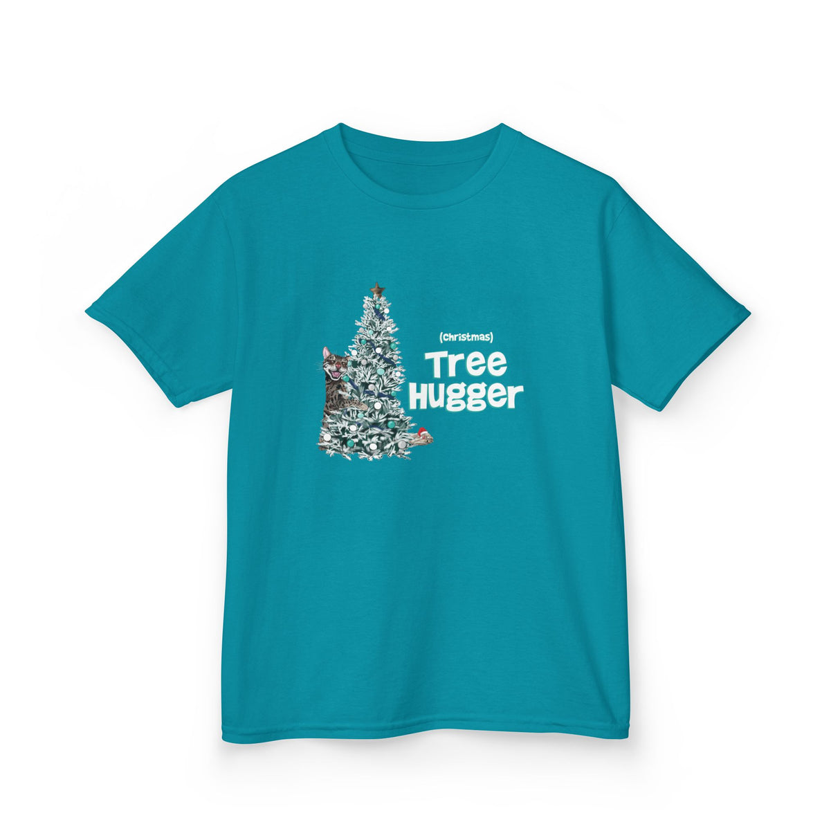 Kids Tee Christmas Tree Hugger Flounder the Purrmaid Design