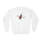 Tricks for Treats Youth Crewneck Sweatshirt — Flounder in Halloween Bravery Tutu Ballet Design