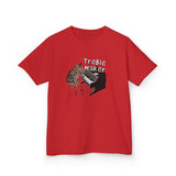 Kids Tee - Treble Maker Design Hand Drawn by Flounder's Mom, Nina Featuring Flounder the Purrmaid Playing Piano for Mouse Toy