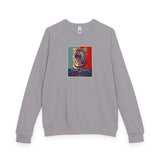 Vote Fish 2028 Raglan Crewneck — Funny 'Equal Rights for Mouse Toys' Flounder Design