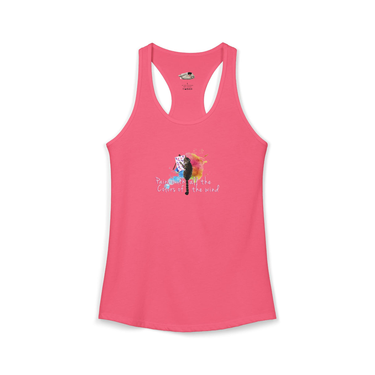 Women's Racerback Tank — "Paint With All the Colors of the Wind" Flounder the Purrcasso Art Tank