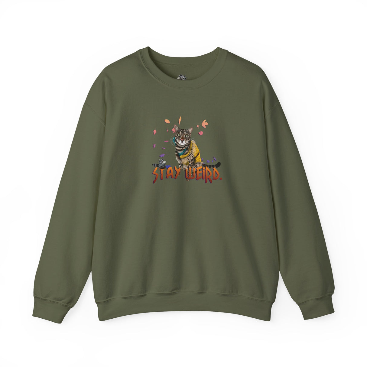 Stay Weird Sweatshirt — Hand-Drawn Flounder & Mouse Toy Hug Crewneck