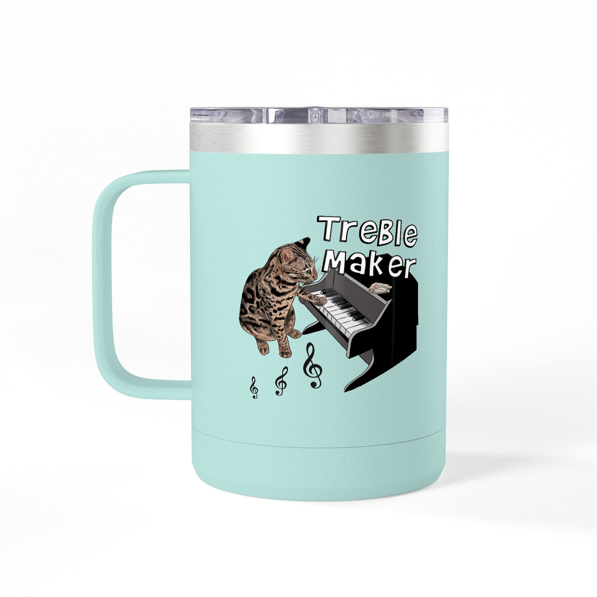 Coffee Mug Tumbler - Treble Maker Design Hand Drawn by Flounder's Mom, Nina