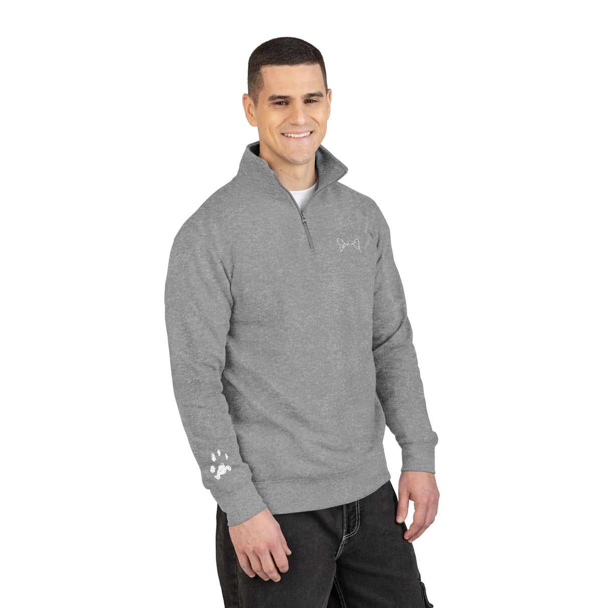 Cat Remembrance Embroidered Fleece Pullover — "Fiki" Paw & Ear Design