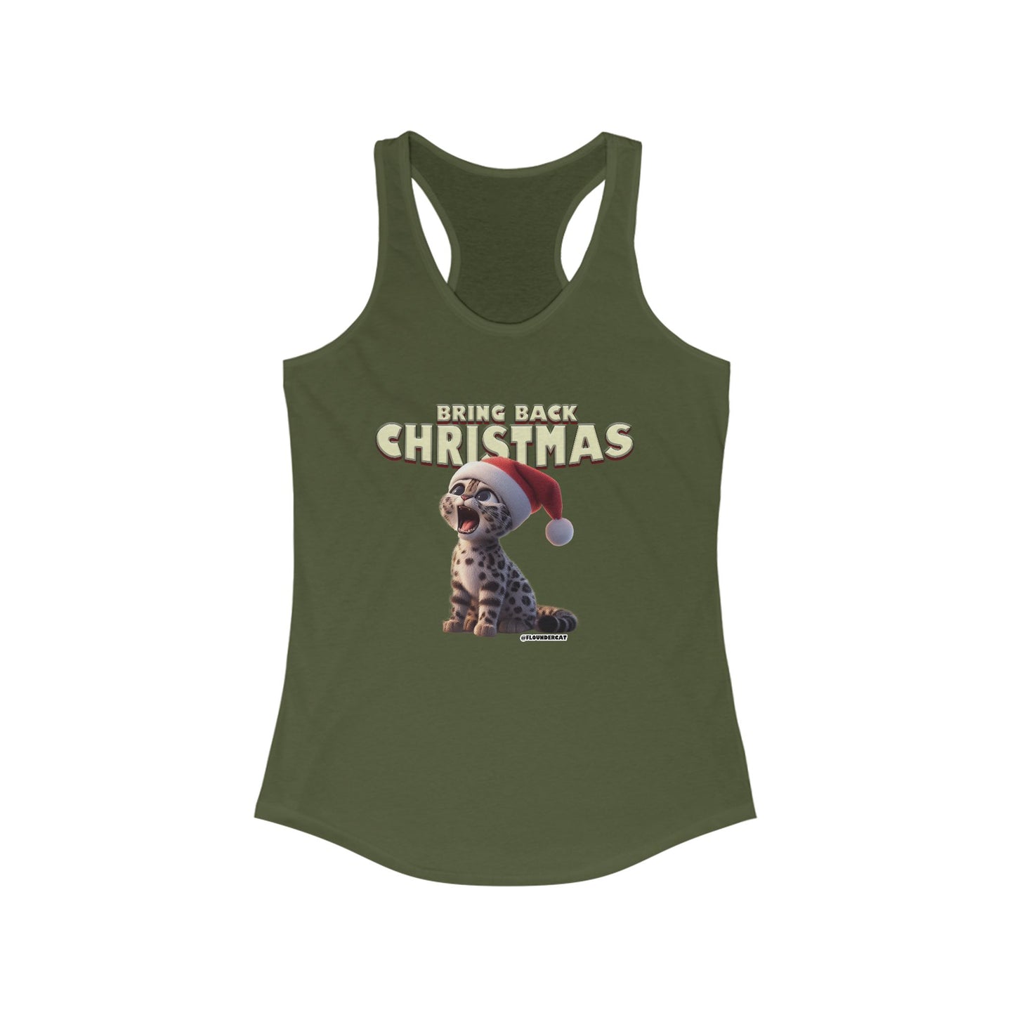 Flounder Cat “Bring Back Christmas” Women’s Racerback Tank – Festive Style