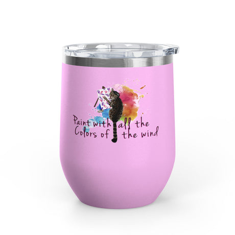 12 oz wine tumbler with hand-drawn Flounder the Purrcasso painting beside Mouse Toy, view 6