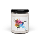 Scented Soy Candle, 9oz Wingapo Watercolor Design Featuring Flounder the Purrmaid