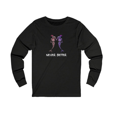 Never Better mermaid skeletons long sleeve tee in black heather