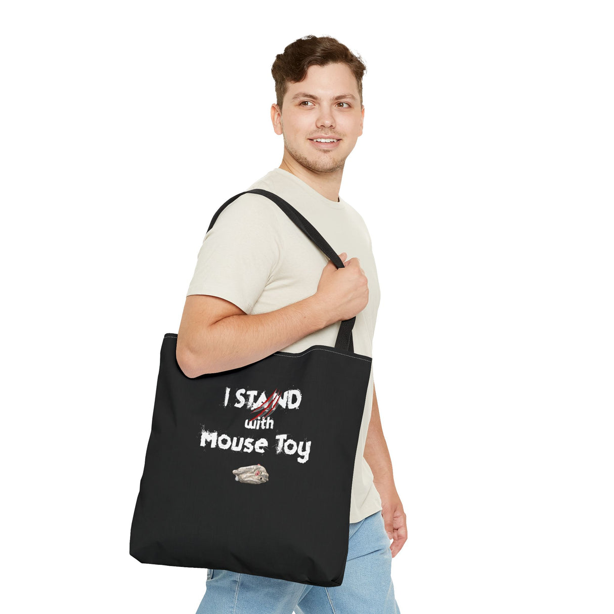 Mouse Toy Tote Bag - Hand Drawn Design by Nina