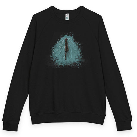 Fish at Heart Flounder Purrmaid raglan crewneck - Black