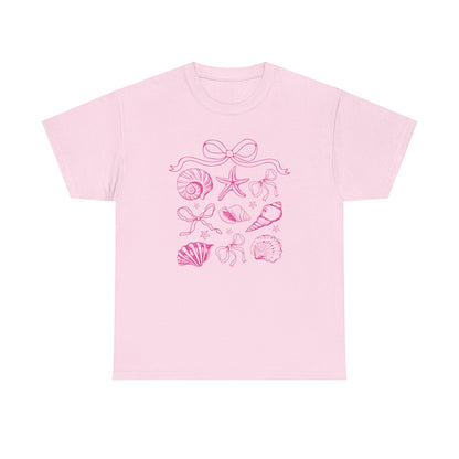 Pink Coastal Coquette Shell Cotton T-Shirt