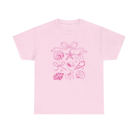 Pink Coastal Coquette Shell Cotton T-Shirt