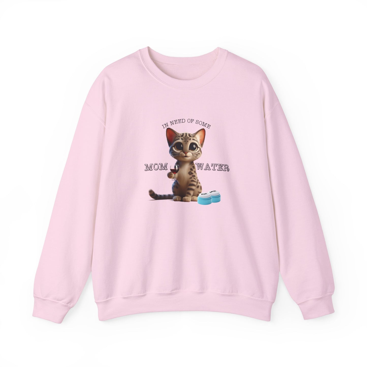 Funny Flounder Cat Wine Crewneck Sweatshirt - In need of Mom water