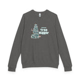 Raglan Crewneck Sweatshirt Christmas Tree Hugger Flounder the Purrmaid Design
