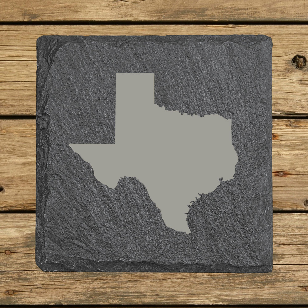 Texas Slate Coaster Set – Engraved Natural Stone (Set of 4)