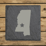 Mississippi Slate Coaster Set – Engraved Natural Stone (Set of 4)