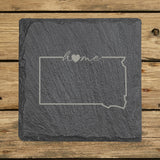 South Dakota Slate Coaster Set – Engraved Natural Stone (Set of 4)